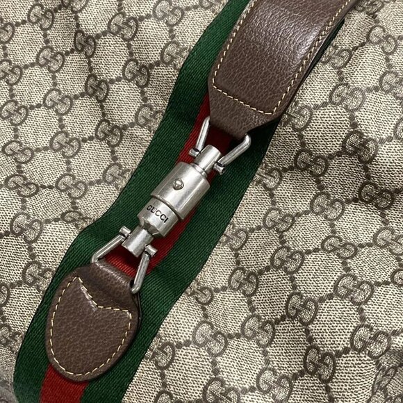 Auth GUCCI GG Supreme,New Jackie,Shelly 758684 Beige Brown PVC Leather - Picture 12 of 16
